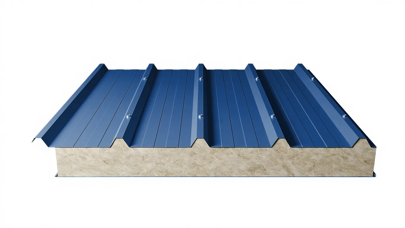 Кровельная сэндвич-панель с минватой 50 мм цвет RAL (полиэстер) верх 0,5 мм / низ 0,5 мм (ширина 1000 мм)